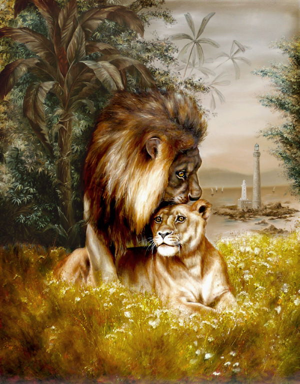lions painting